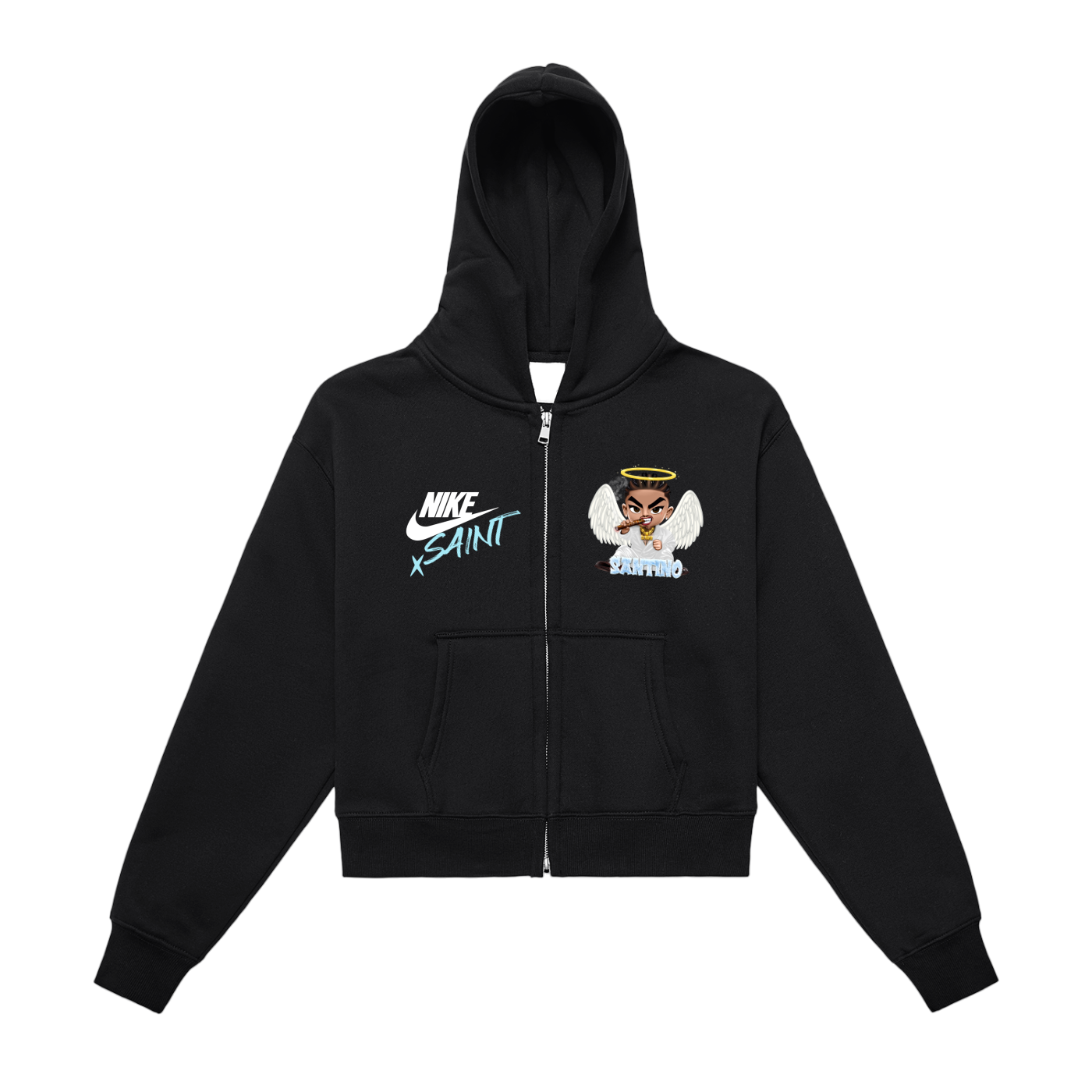 Ssaint x Nike (limited edition) Fleeced Zip-Up Cropped Hoodie