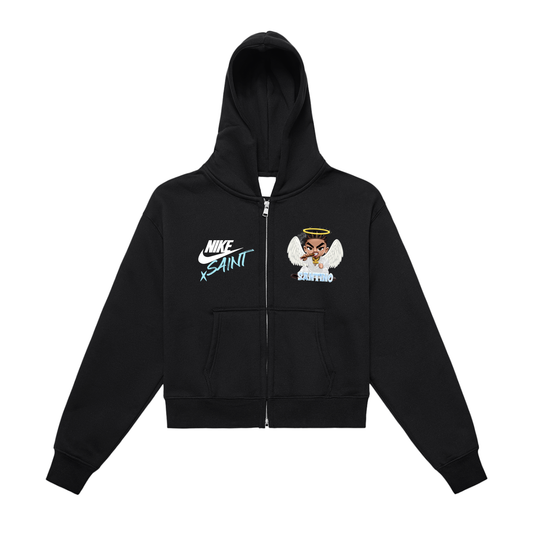 Ssaint x Nike (limited edition) Fleeced Zip-Up Cropped Hoodie