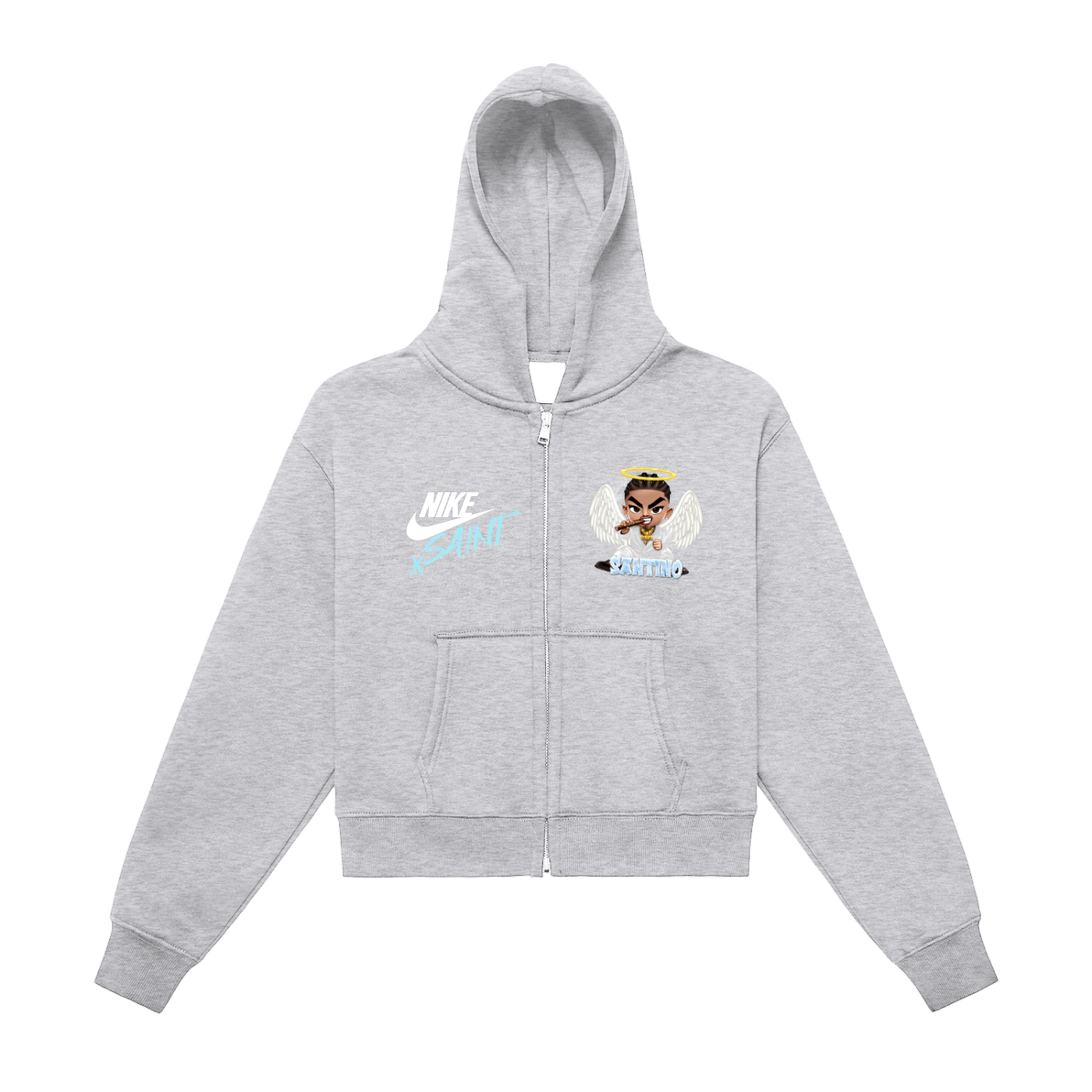 Ssaint x Nike (limited edition) Fleeced Zip-Up Cropped Hoodie