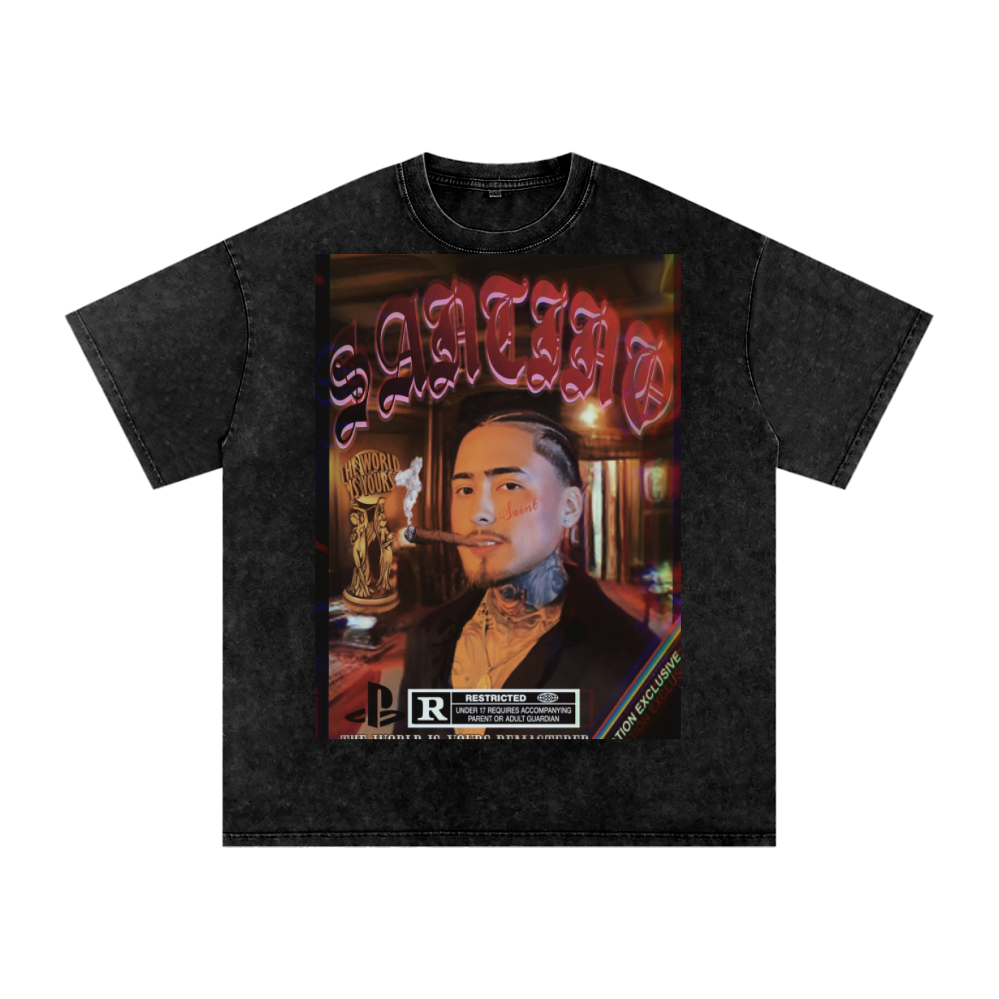 Ssaint x Elvira (single release) Acid Wash Oversize T-Shirt -