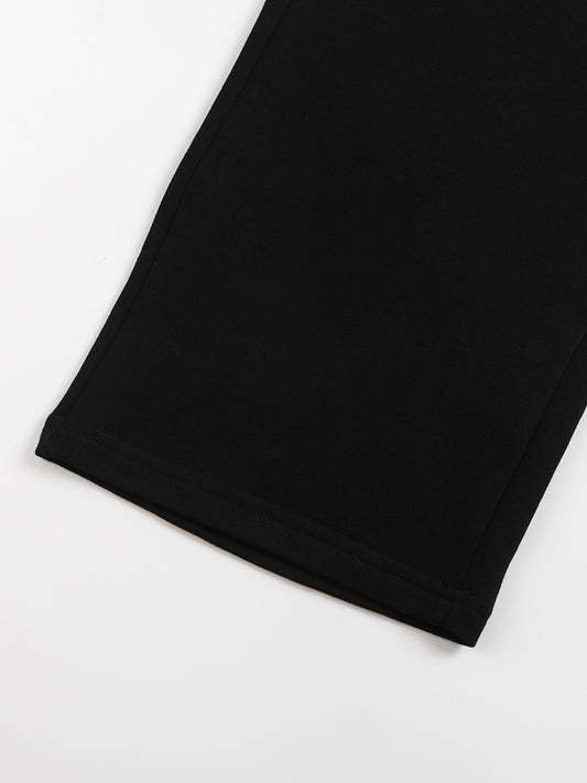 Ssaint - Cotton Fleece Straight Wide Leg Jogger