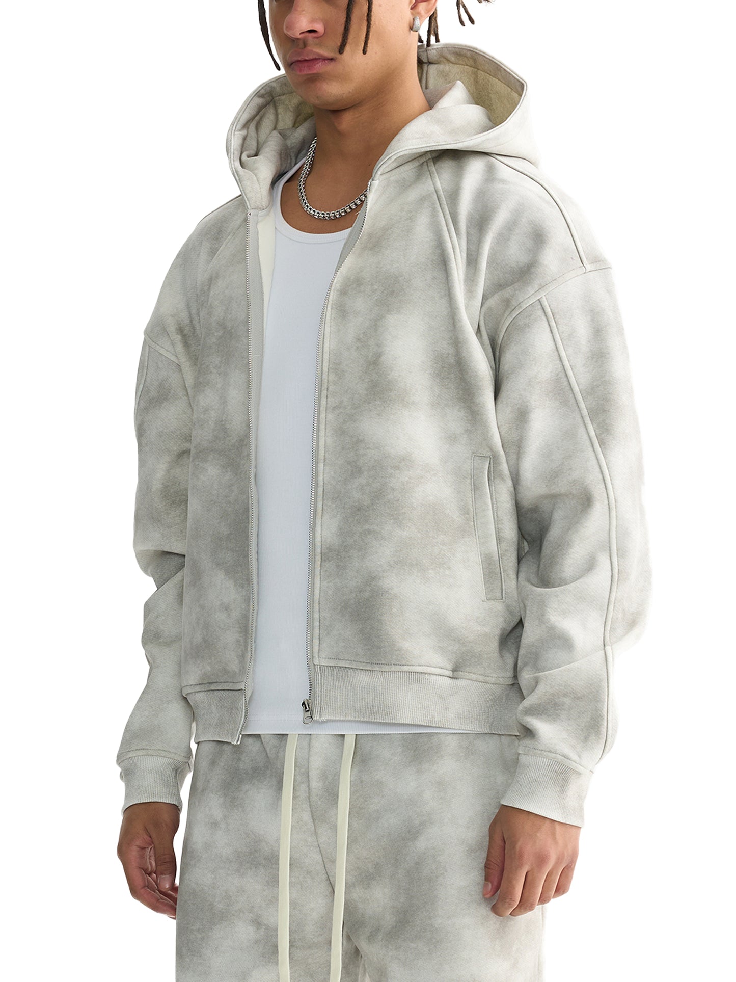 Ssaint x Nike (limited edition) Dirty Washed Boxy Zip-up Fleece Hoodie