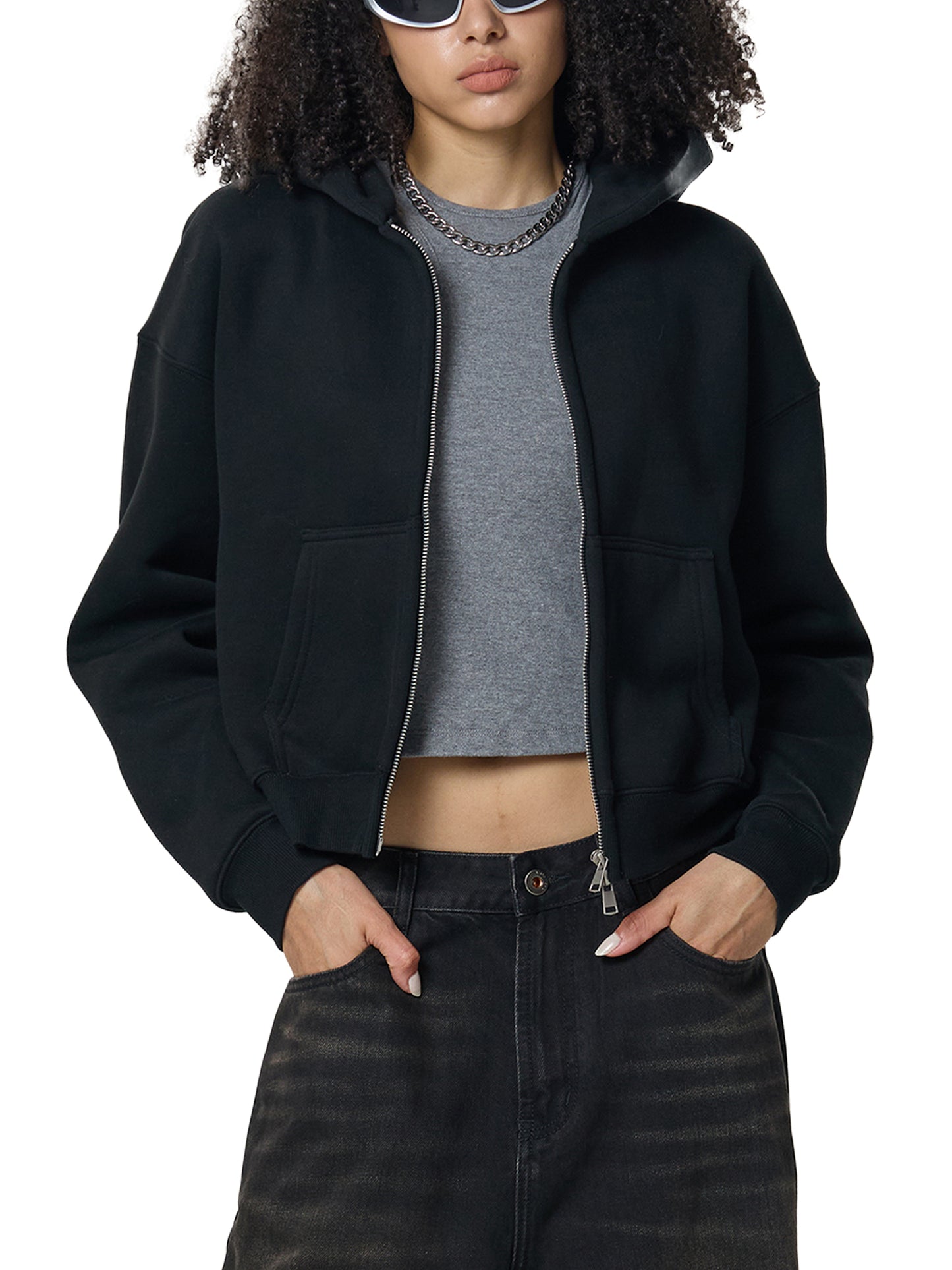 Ssaint x Nike (limited edition) Fleeced Zip-Up Cropped Hoodie